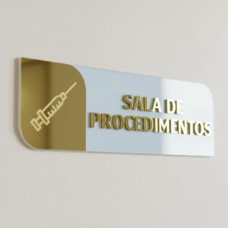 Placa De Porta Sinalização Sala De Procedimentos Mdf Acrílico em Oferta na Shopee