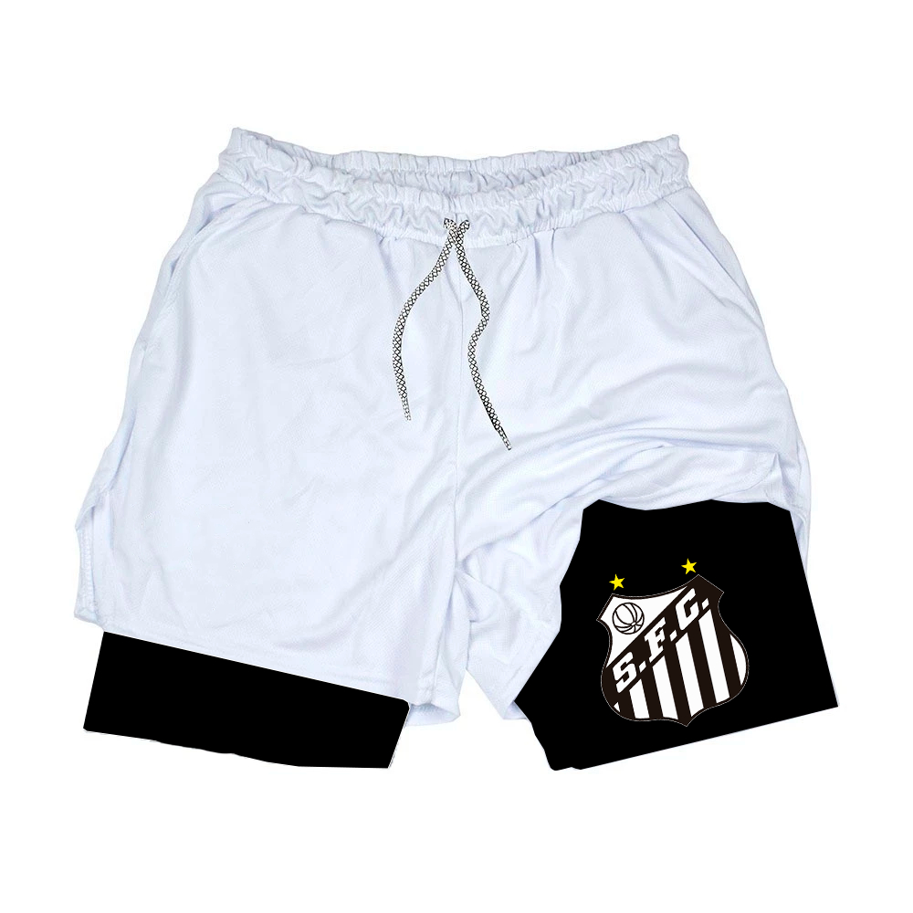 Short de Compressão 2 em 1 Academia Treino Personalizado time Neymar Santos Nj futebol [Fitness Musculação unissex