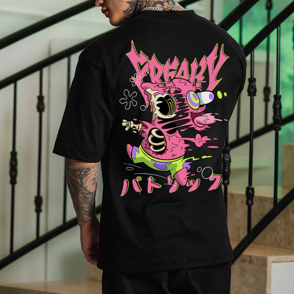 Camiseta Camisa Oversized Streetwear BoB Esponja Personagens Patrick Estrela Unissex Estampada STW 371