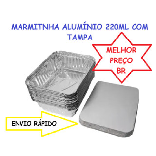 100 UN Marmita de Alumínio Com Tampa Retangular 220ml M90 Para Bolos Empadas Lembrancinhas  Descar
