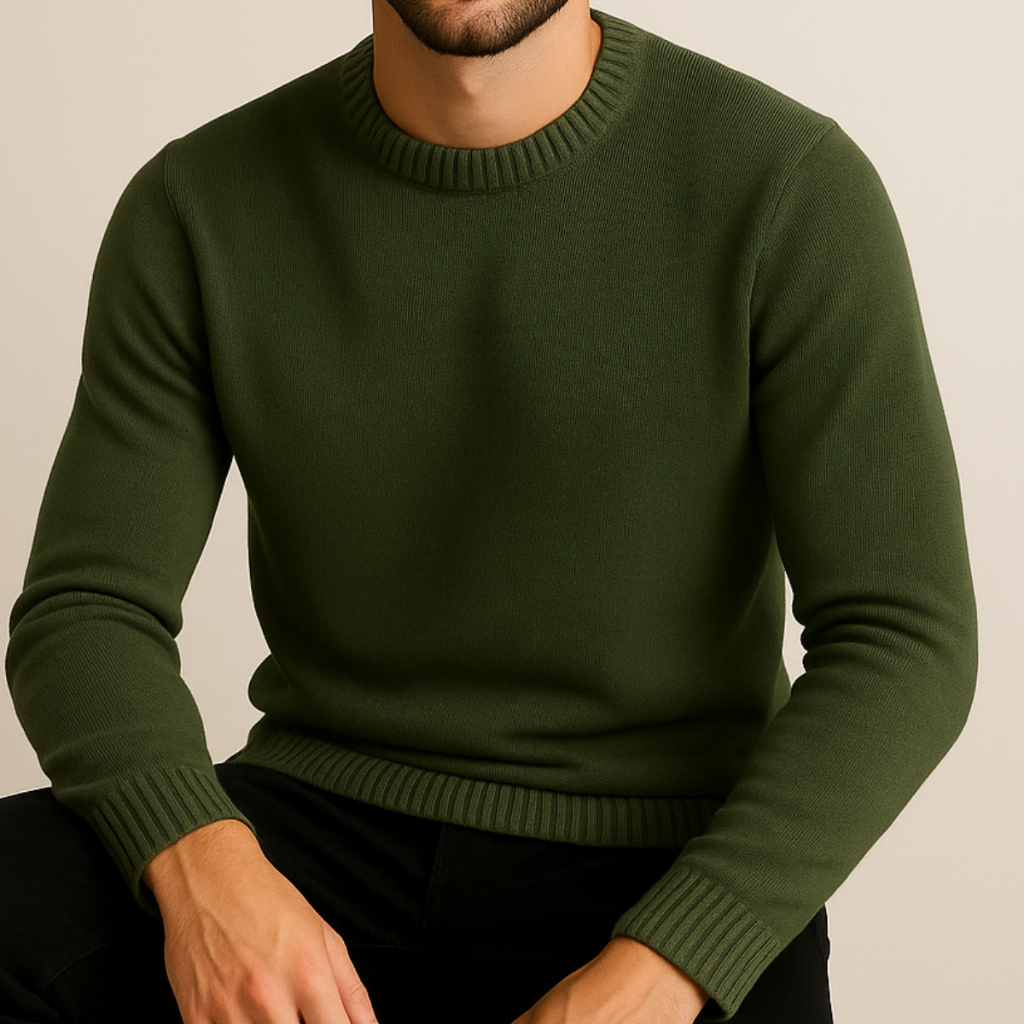 Blusa Masculina Lisa Gola Careca Tricô Suéter Masculino Tricot Gola Redonda Casual Moderno P M G GG