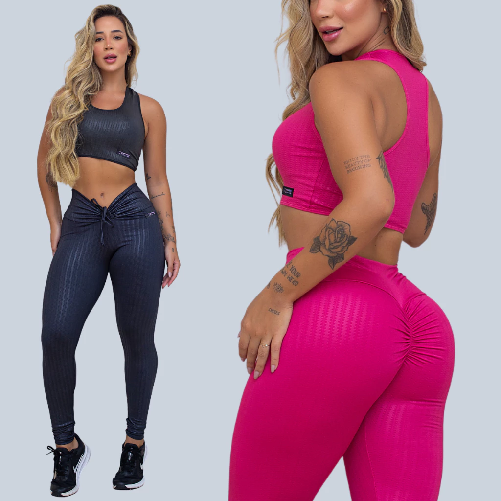 Kit 2 Conjuntos Legging Levanta Bumbum Cirre — imagem 1