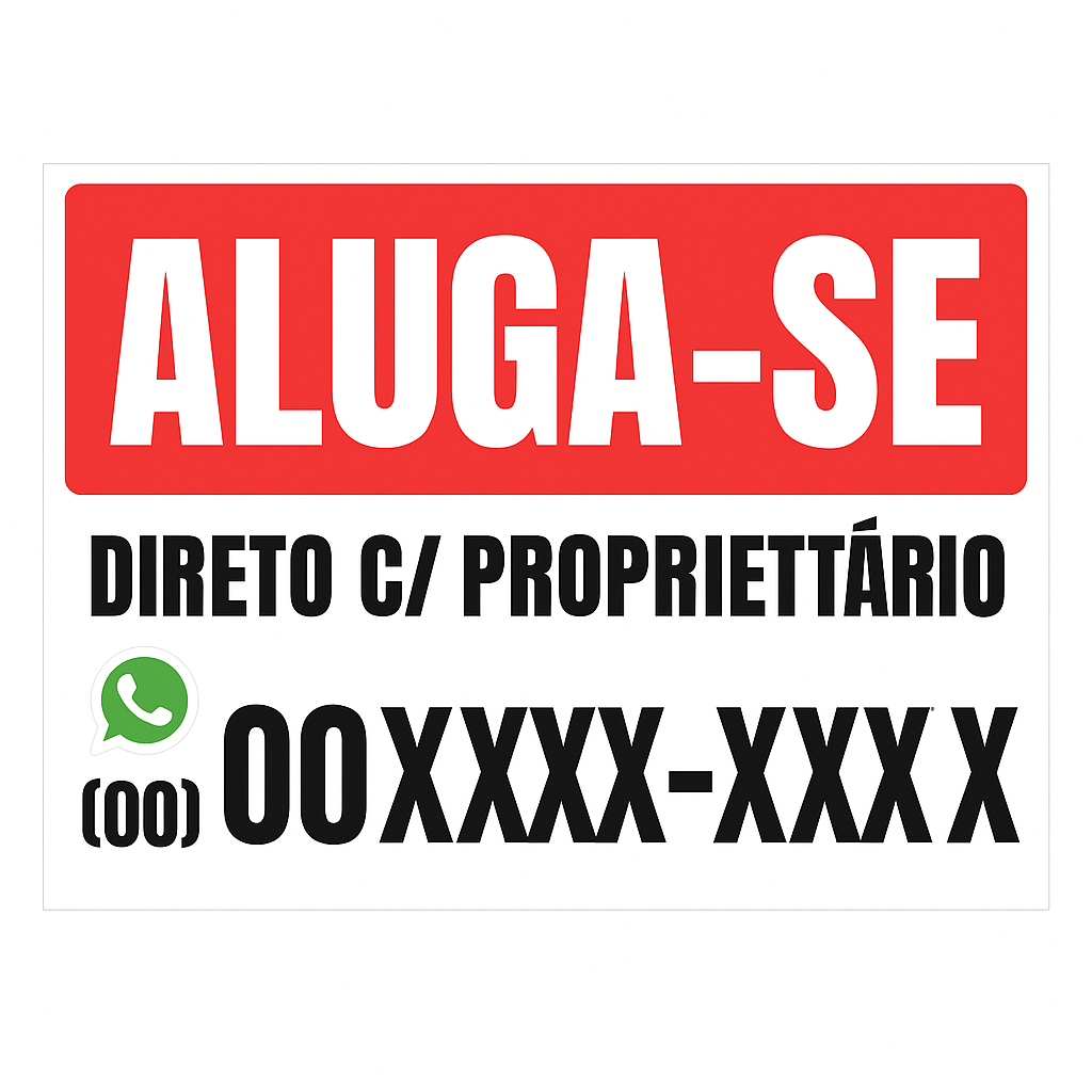 Placa Vende-se ou Aluga-se Esta Casa Imóvel Anúncio / Comercial /PVC Resistente - Personalizável