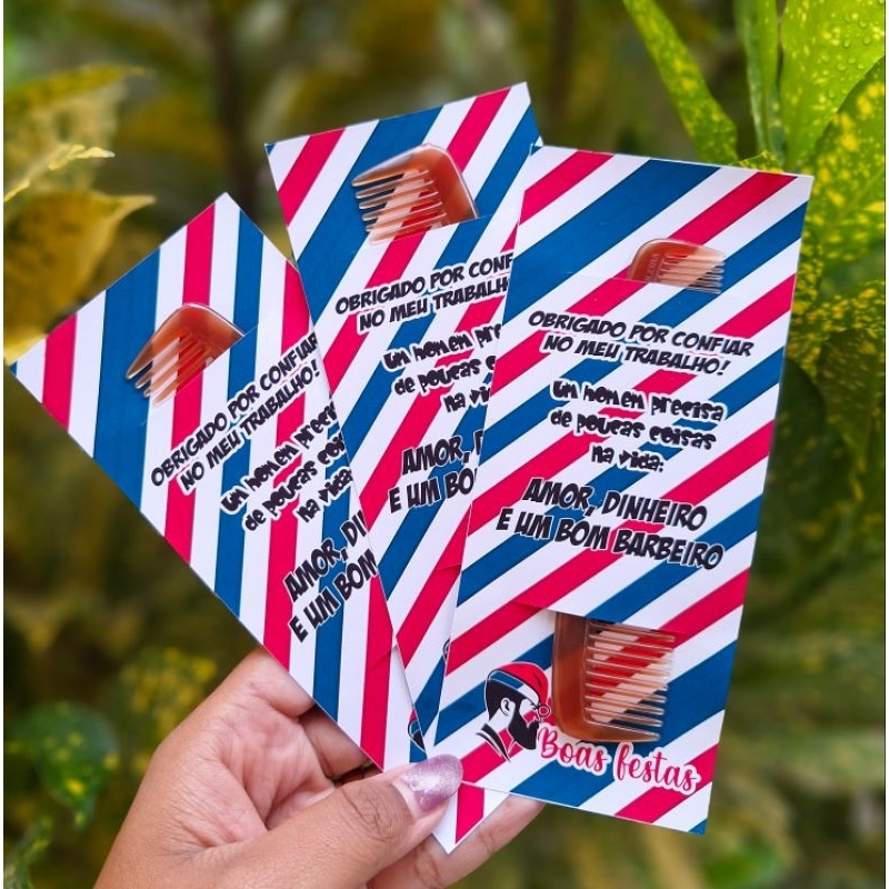 Porta pente natal- Tag pente barbearia- Brindes Natal- Decoração Natalina- Mimos clientes- Enfeites Natal- Barbeiro