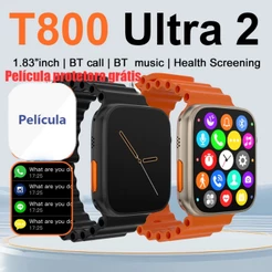 Smartwatch série original T800 Ultra 2.4 Hd 45mm grande tela Inteligente Digital Masculino Feminino