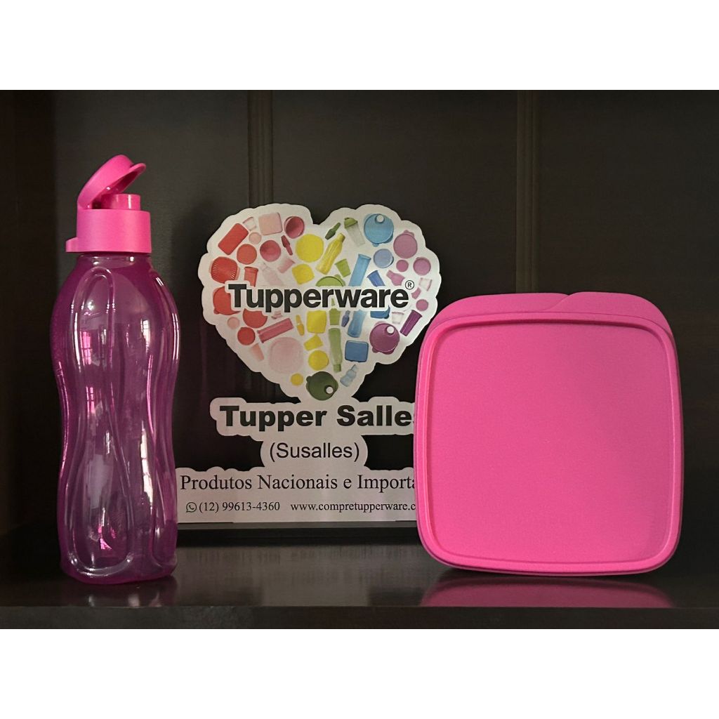 Kit 2 peças Eco Tupper 500 ml e Basic Line com Divisória 550 ml Rosa Tupperware®