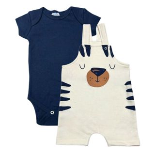 Kit 2 Peças Body Jardineiro Menino Bebê em Oferta na Shopee