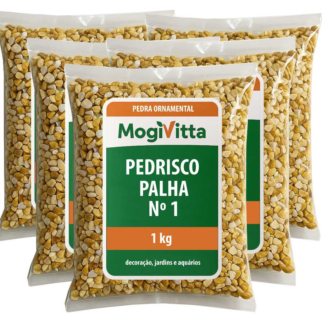 Pedras Ornamentais Pedrisco Palha Nº1 para Vasos Jardins Aquários Plantas e Decoração