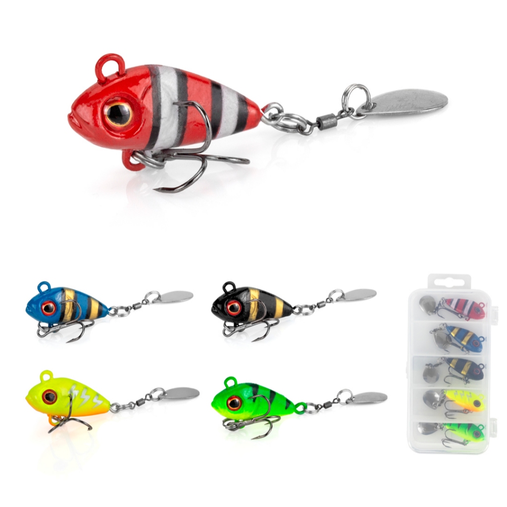 ESTOJO C/ 5 ISCAS MINI JIG SPINNER P/ PESCA TUCUNARÉ TRAÍRA BLACK BASS PEIXES PREDADORES TAMANHOS 7GR 10GR OU 15GR em Oferta na Shopee