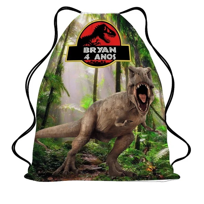 Mochila Saco Personalizada de tecido Jurassic Park - O Parque dos Dinossauros-Lembrancinha aniversário