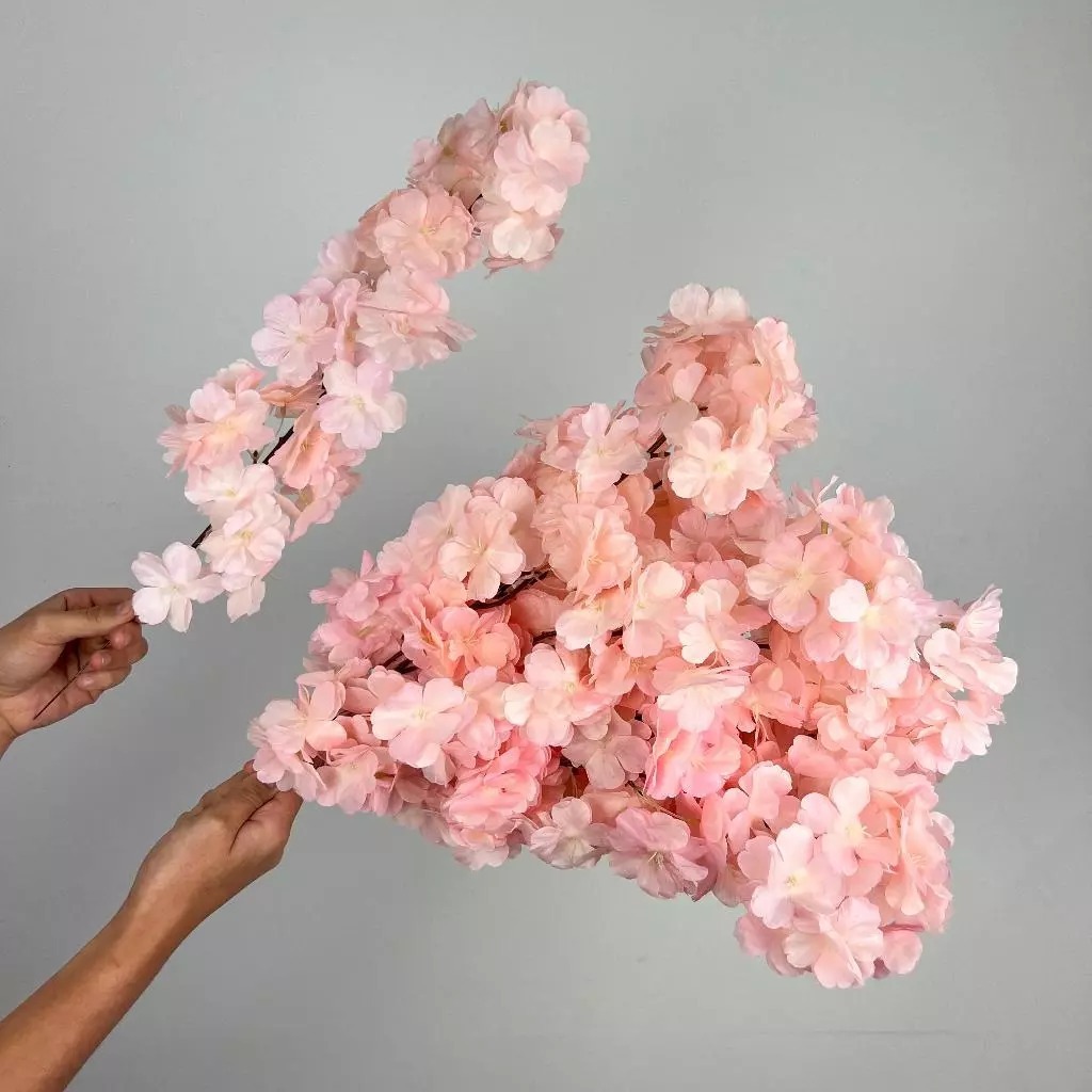 Kit 10 a 40 Flores 45cm Flor Cerejeira artificial Decoração Casa -A-520 COR: SALMÂO em Oferta na Shopee