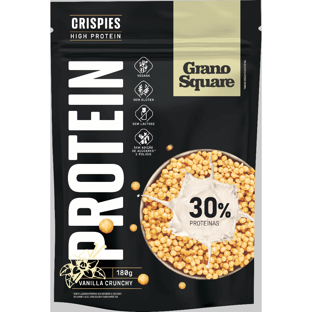 Crispies Protein Vegano Vanilla Crunchy 180gr, S/ Gluten, S/Açucar, Proteina Plant Based Granosquare em Oferta na Shopee