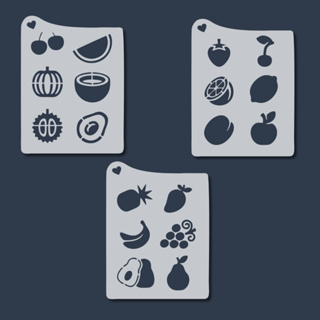 Kit Stencil 18 Frutas Molde Vazado Cozinha Pano de Prato Pintura Artesanato Tecido Madeira Decoração em Oferta na Shopee