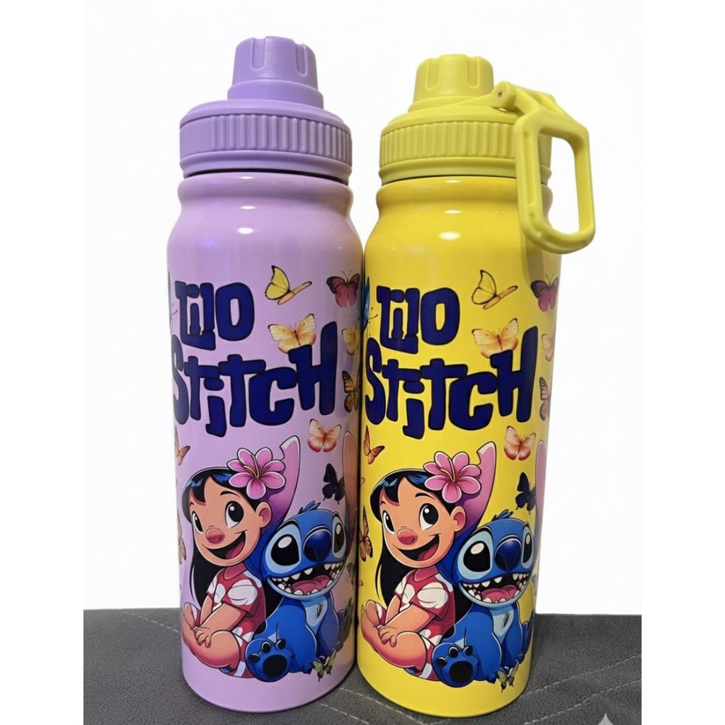 Garrafa Térmica Lilo e Stitch Infantil 800ml – Copo Térmico Alça | Estampado