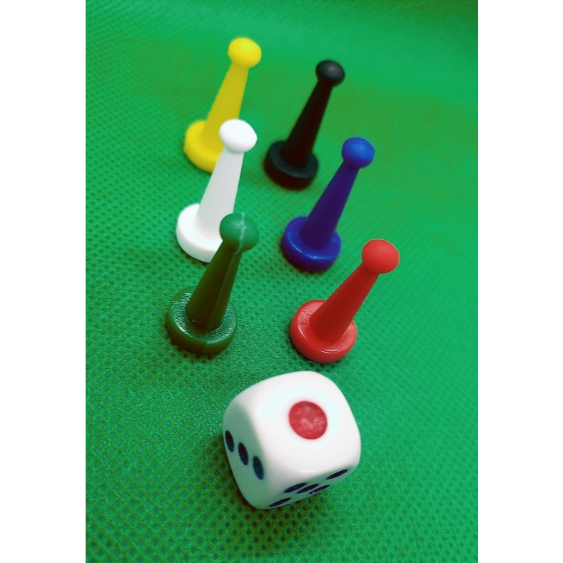 01 Dado e 06 Pinos (Peão)  Fino  para Jogo de Tabuleiro