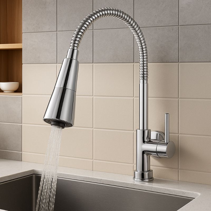 Torneira Cozinha Moderna Flexível Gourmet Pia Bancada 2 Tipos De Jatos Inox Abs