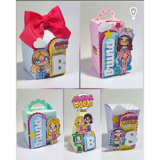 Kit Festa AVATAR WORLD Personalizados | Lembrancinhas | Festa | Aniversário | Caixa Milk e Pirâmide | PEGUE E MONTE