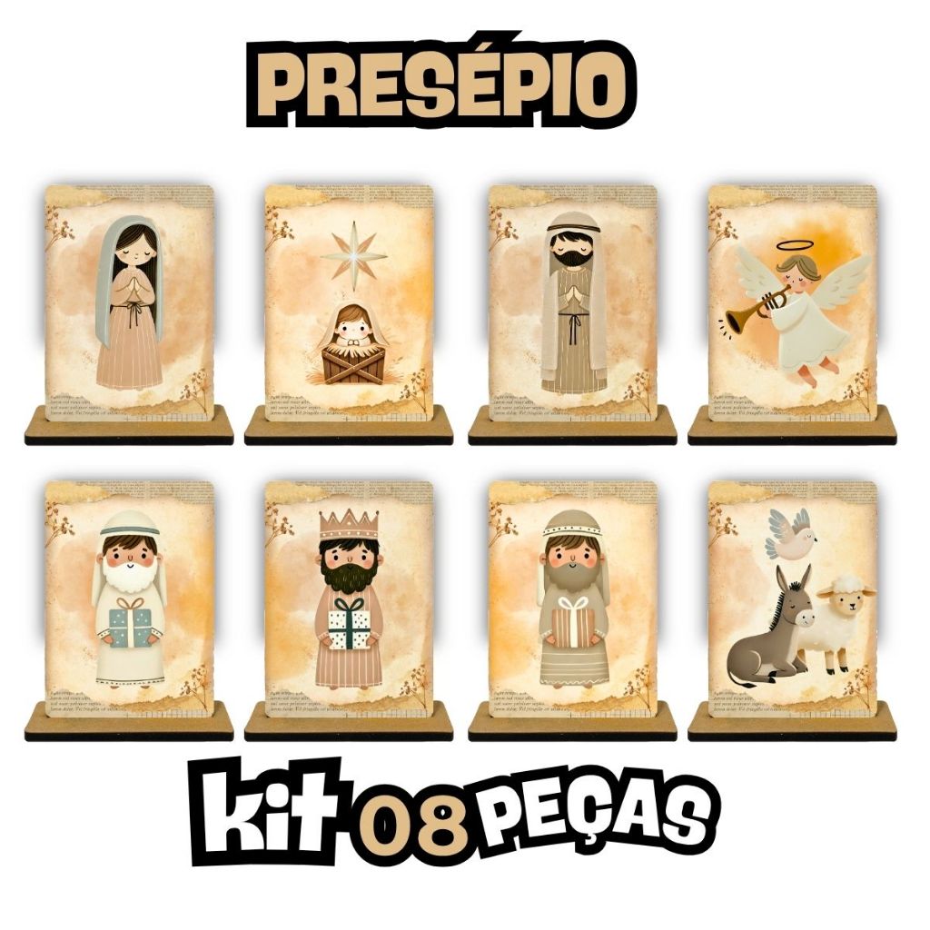 Presépio Natal Decoração  - Feito em Madeira - Modelo Presépio Vintage - Natalino - Envio Imediato
