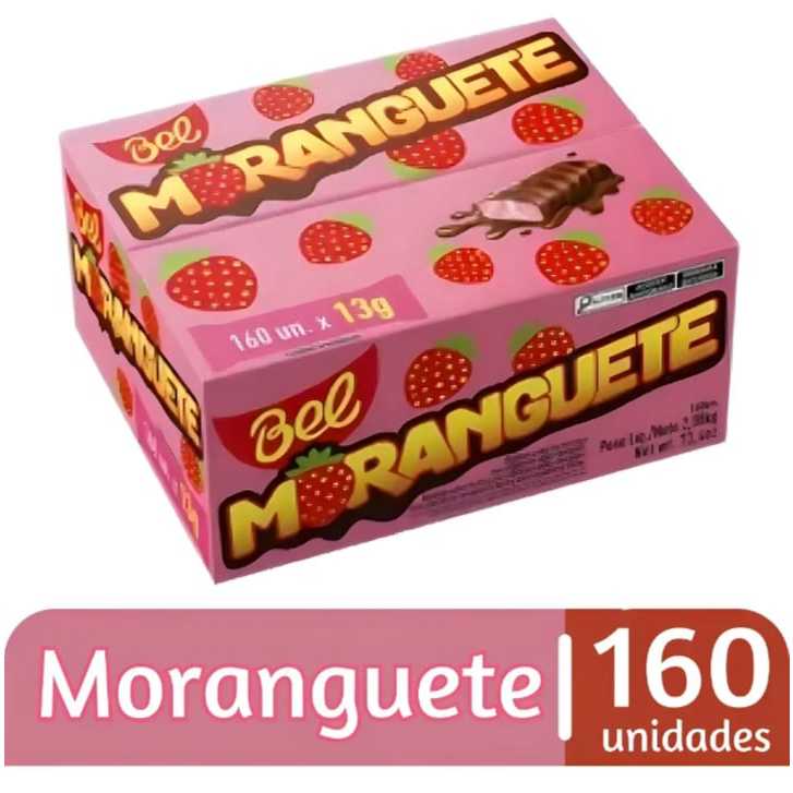 Moranguete Bell doce de morango,160 unidades , doce clássico, chocolate com morango, guloseimas