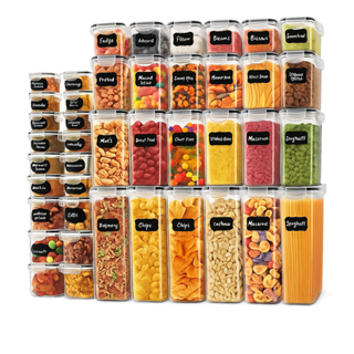 Kit 28 Potes Herméticos Empilháveis Quadrado Resistente Plástico Cozinha Dispensa Alimentos e Bebida em Oferta na Shopee