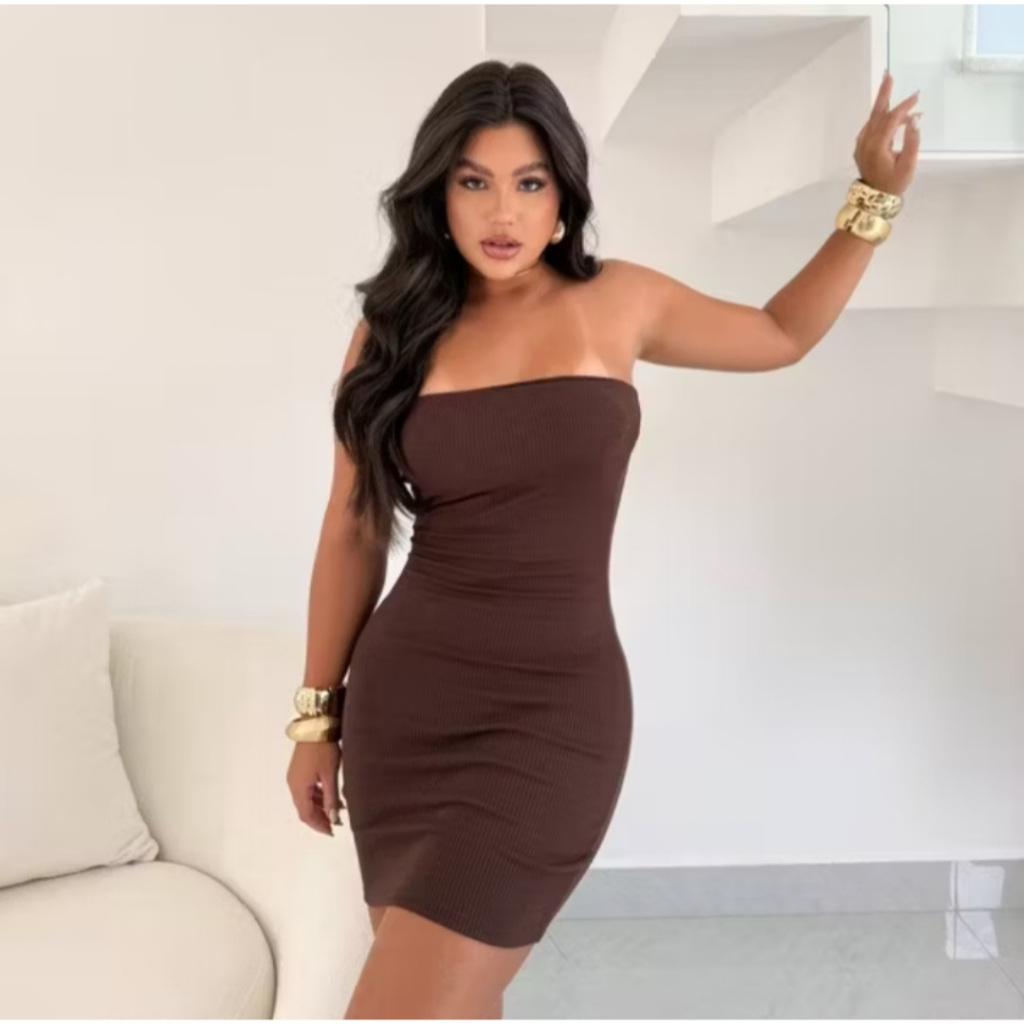 VESTIDO SUPLEX TOMARA QUE CAIA FEMININO MODA GRINGA MODELADOR em Oferta na Shopee