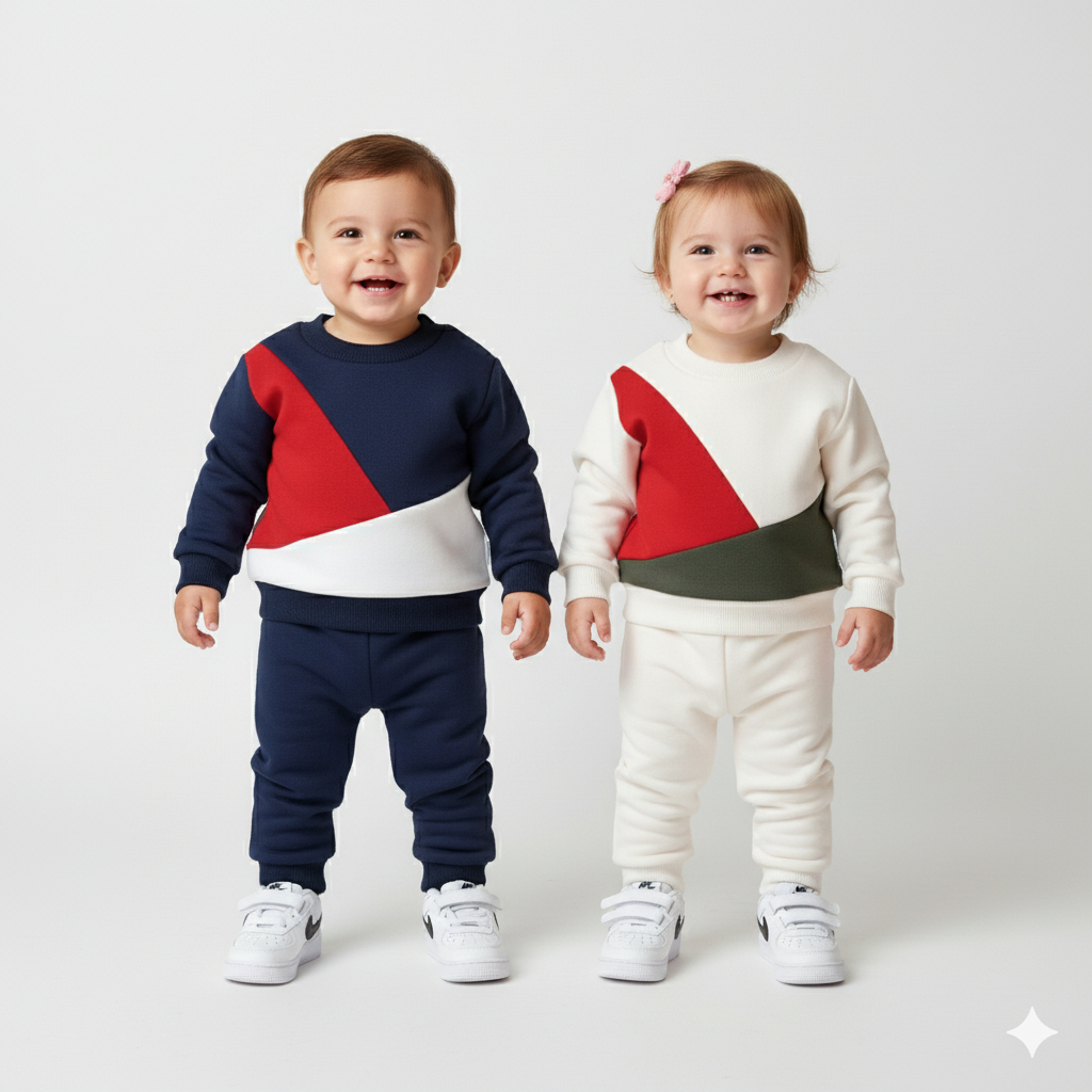 Conjunto Infantil Moletom Bebê Detalhe Diagonal Masculino/Feminino Inverno Pronta Entrega