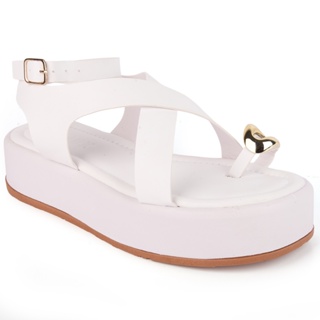 Sandália  Flatform Majux com Aplique   Metalizado em Oferta na Shopee