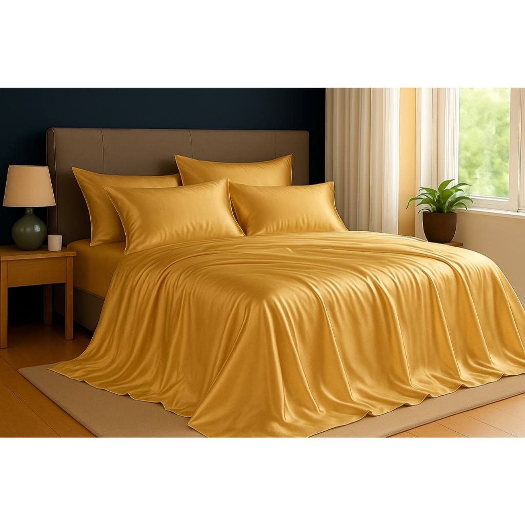 Jogo de Lençol Cetim Charmousse Anti‑Frizz 4 Peças – Casal/Queen/King com Elástico e Brilho Ativo