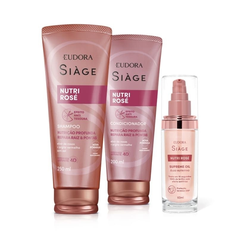 Eudora Siàge- NUTRI ROSÉ - ANTI-TESOURA- Escolha seu Produto* SHAMPOO, CONDICIONADOR, LEAVE-IN, MÁSCARA CAPILAR