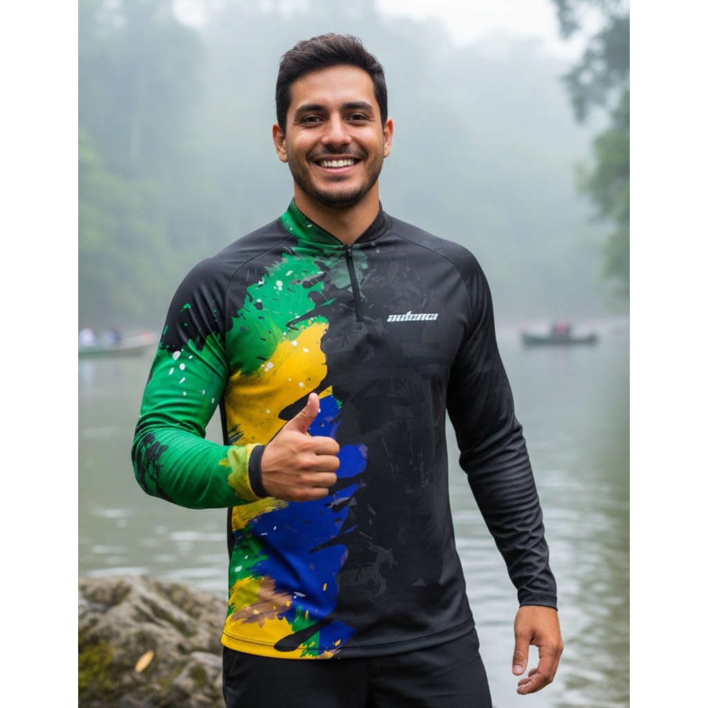 Camisa Blusa Pesca Brasil Tecido Térmico Fresco Anti Mosquito Proteção Uv50+ em Oferta na Shopee