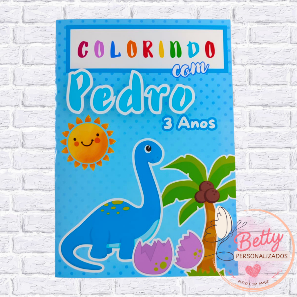 Kit Livro de Colorir personalizado Dinossauro para Lembrancinha de Aniversário