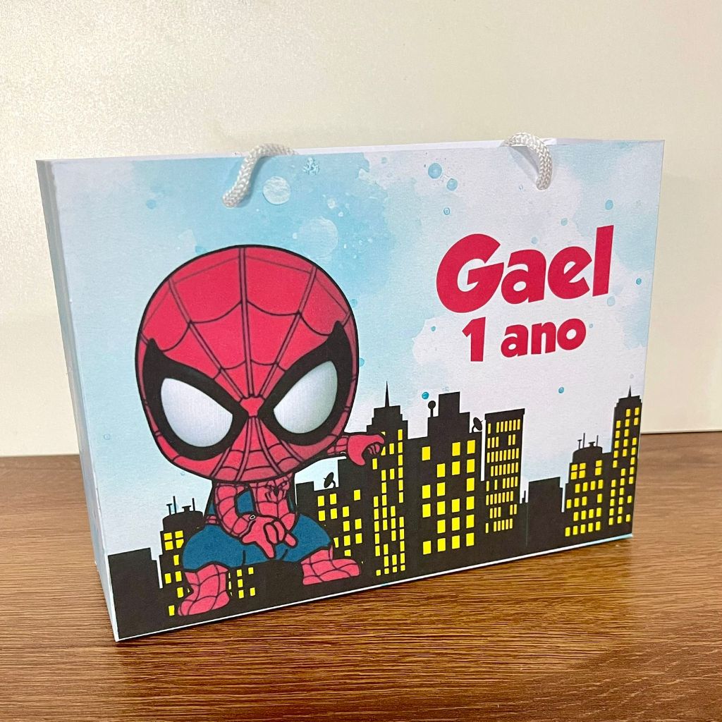 Sacolinha Personalizada Homem Aranha Cute Pegue e Monte - Lembrancinha Homem Aranha