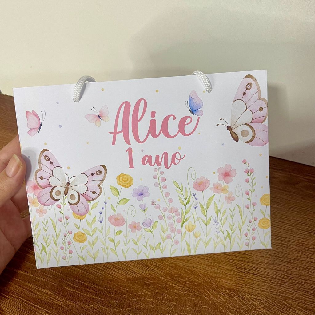 Sacolinha Personalizada Jardim das Borboletas Pegue e monte - Lembrancinha Jardim das Borboletas