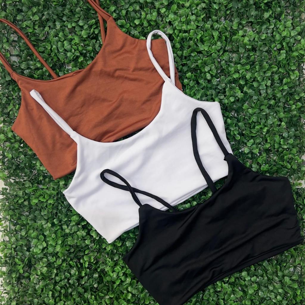 Top Fitness Suplex Premium Forro Duplo Cropped Academia Alça Confortável Feminino em Oferta na Shopee
