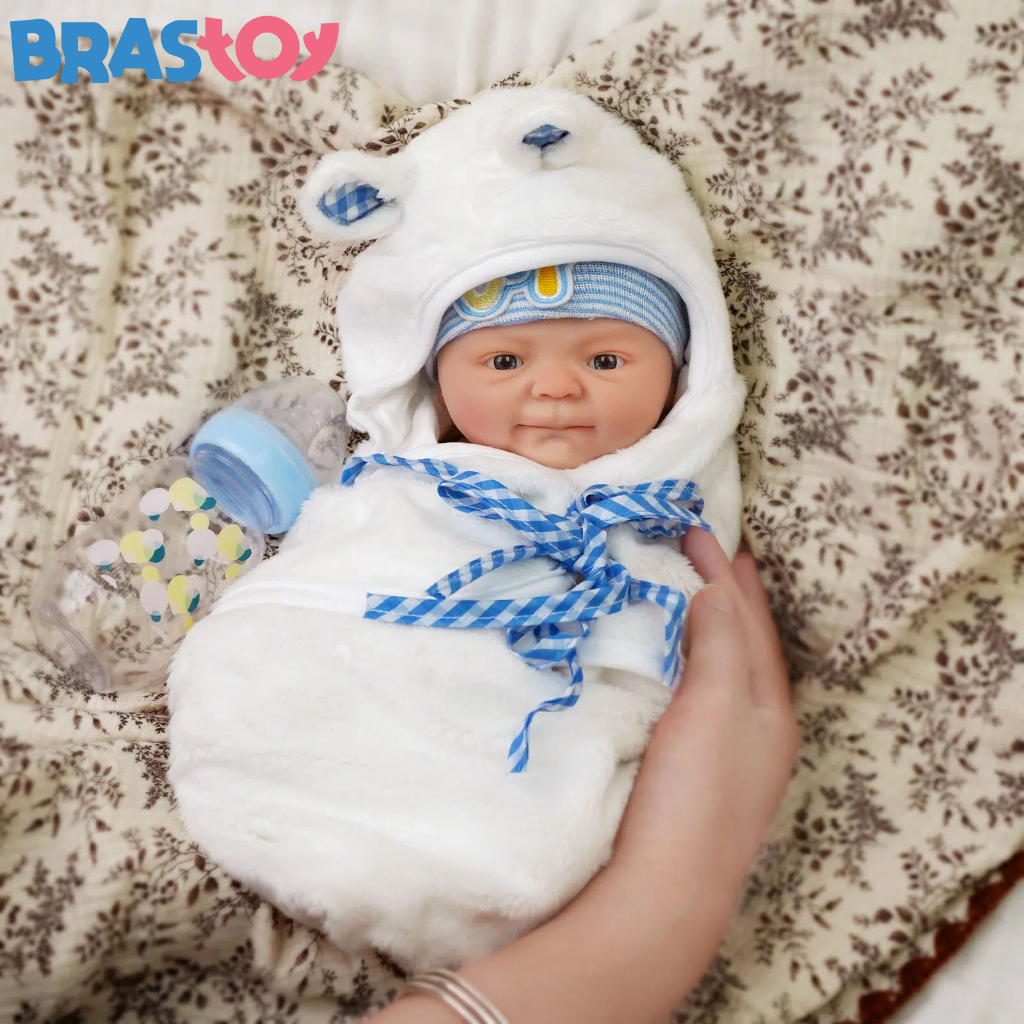 Bebê Reborn 40cm Boneco Silicone Sólido Suave Menino  Pode Tomar Banho Brastoy em Oferta na Shopee