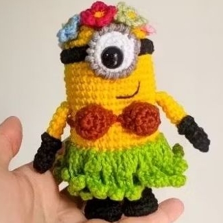 Minion Hawaiian Havaiano Hula Amigurumi Crochê
