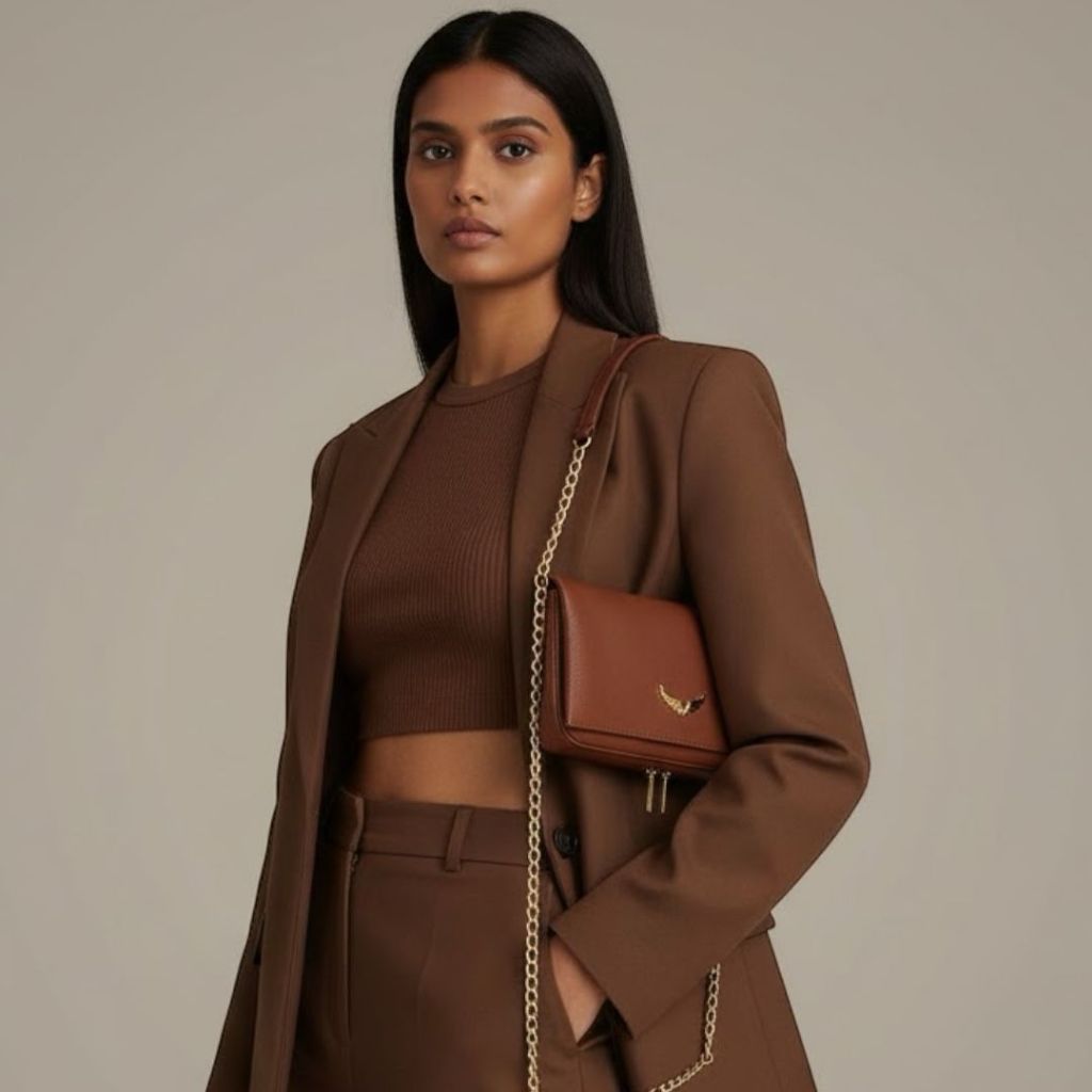 Bolsa Feminina Crosbody Duas Correntes Transversal Tendencia TikTok Grife de Luxo