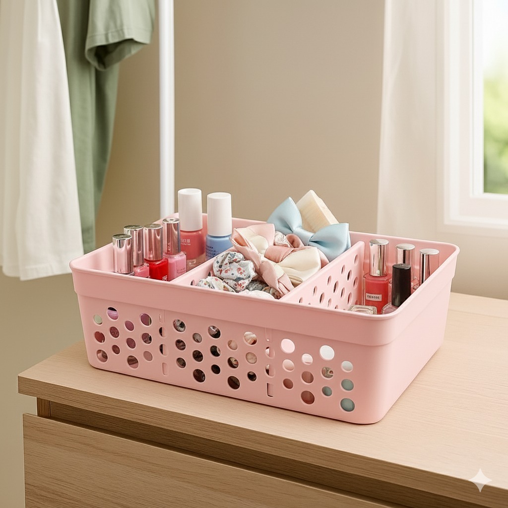 Cesto Organizador com 2 Divisórias 17cmx11,5cmx5,5cm Cestinho Colméia com Divisória Removível em Oferta na Shopee