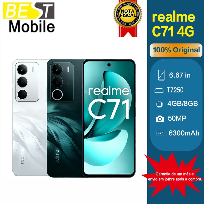 Xiaomi Realme C71 4G NFC Global Câmera 50MP Tela 6,67 120Hz Bateria 6300mAh  IP64 em Oferta na Shopee