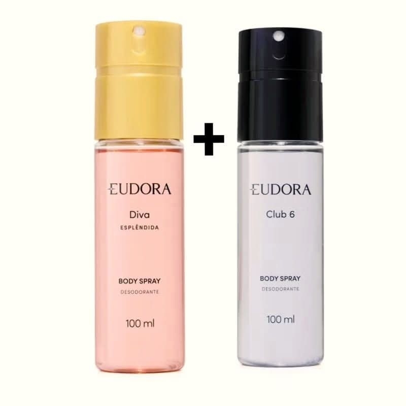 Body Spray 100 ml Diva Esplêndida Feminino + Club 6 Tradicional Masculino Eudora - Original