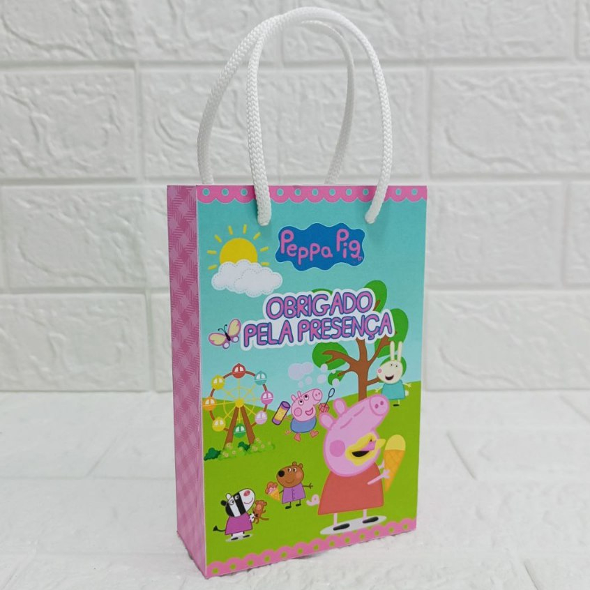 10 Sacolinhas Personalizadas Peppa Pig. Fazemos Todos os Temas