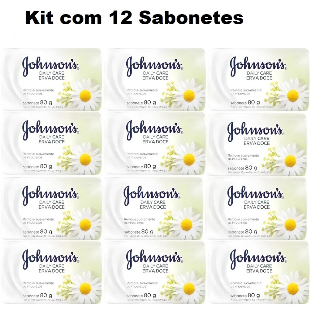 Kit 12 Sabonetes Johnson's Daily Care Erva Doce 80g