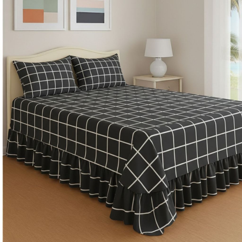 Colcha Cobreleito Helena Estampada Kit 3 Peças Tecido 400 Fios Toque Aveludado Casal ou Queen - MARCOSSHOP