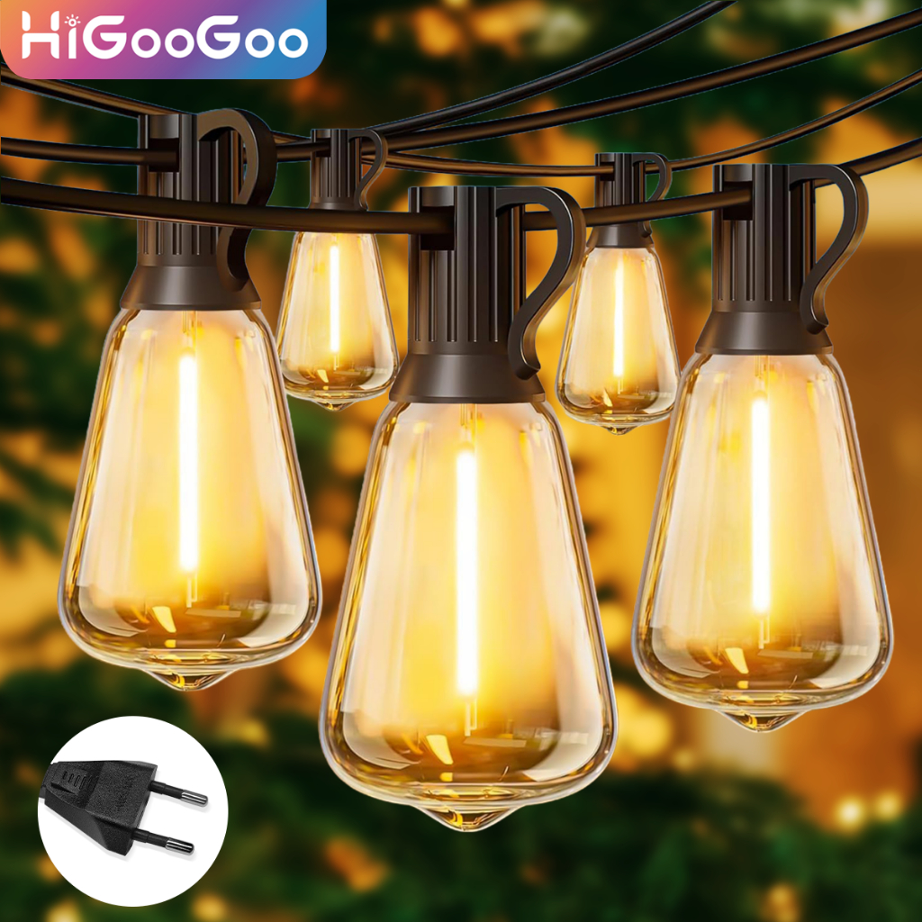 HiGooGoo Cordão Iluminação LED Aljatec Até 20/36 Metro Externo Varal Luzes Bivolt Casamento Jardim Decoração Festa Natal em Oferta na Shopee