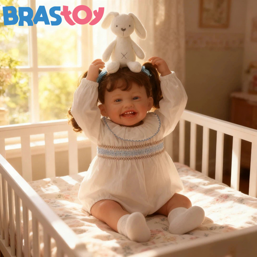 Bebê Reborn Menina 60cm Corpo de Tecido Ohlo Azul Mutio Suave em Oferta na Shopee