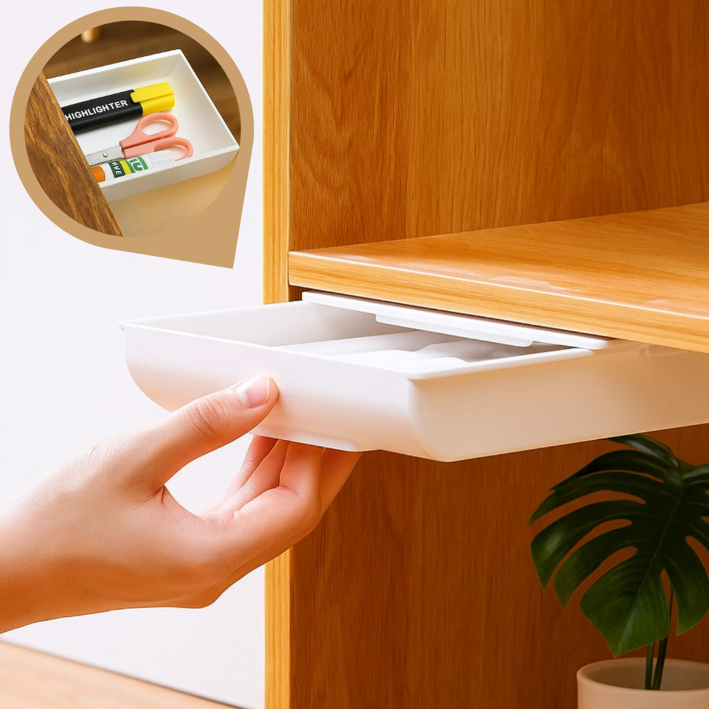 Gaveta Secreta Adesiva para Mesa – Oculta, Discreta e Colante Multiuso Organizadora em Oferta na Shopee