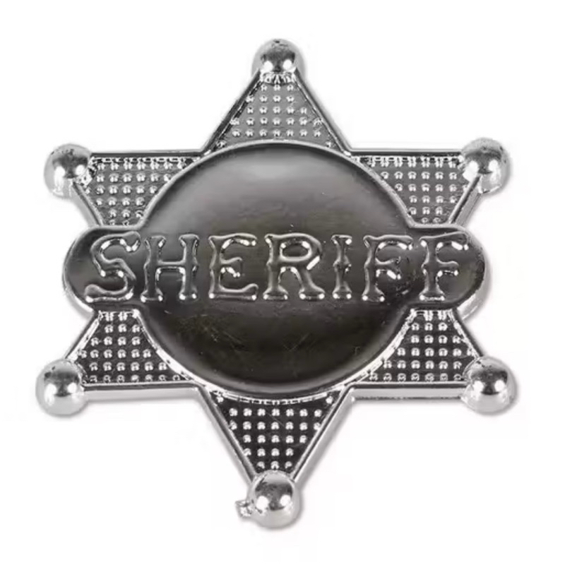 DISTINTIVO ESTRELA DE XERIFE FANTASIAS E FESTAS | PEGADINHA | BRINCADEIRA | EMBLEMAS | ARTIGOS DE FESTA | FANTASIA