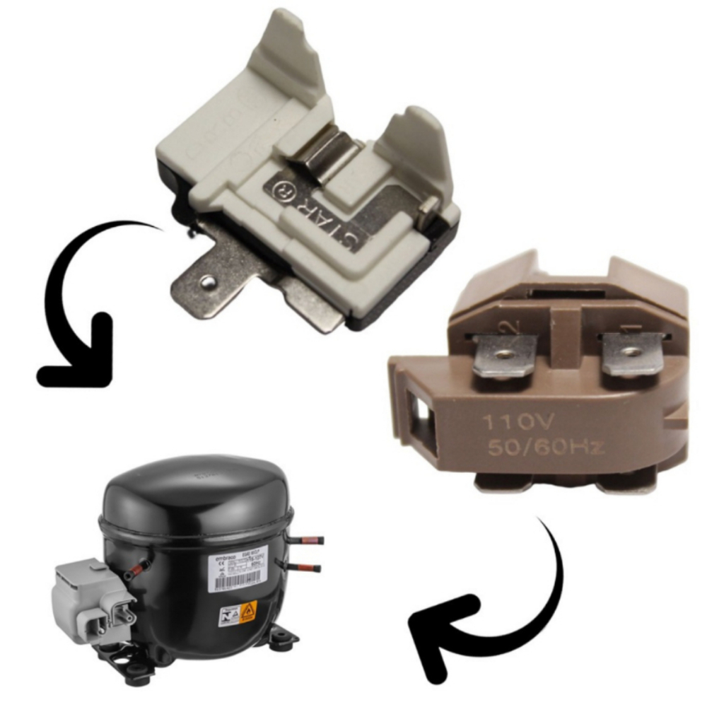Kit Relé PTC + Protetor Térmico 4TM Compressor Geladeira Freezer 110/220V