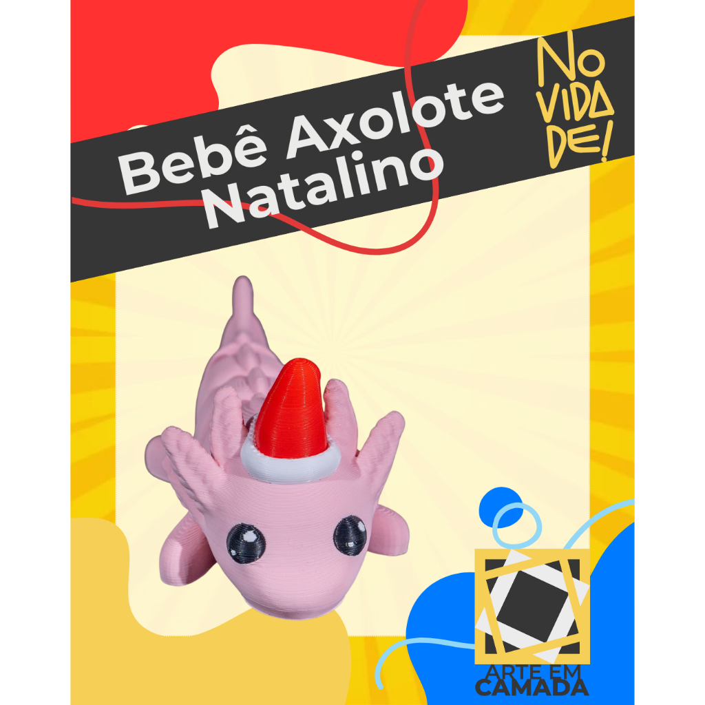 Miniatura Axolote de Natal Articulado | Bebê Axolote Flexível | Enfeite Natalino Fidget Toy