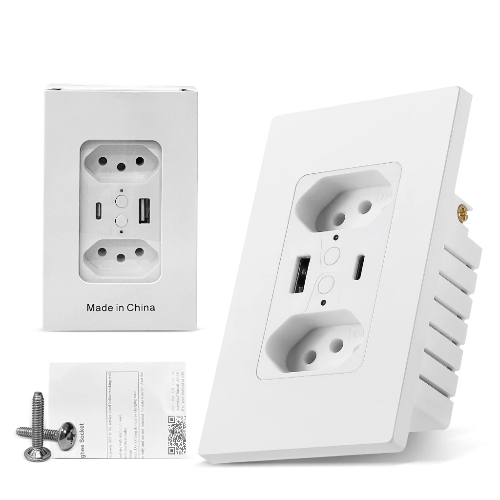 Tomada Wifi Inteligente 4X2 Usbc Alexa Google Tuya App Smart Novadigital